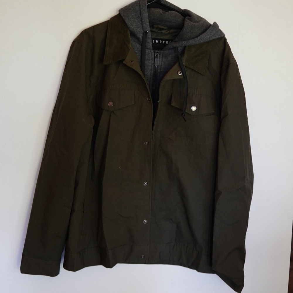 Empyre Olive Jacket with Charcoal Hood